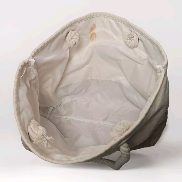 Corona Beer "Outside We Live" Braided Rope Handles Burlap Beach Bag 17.5"x11.5" - Picture 3 of 4